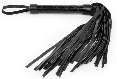 Черная многохвостовая плеть с круглой гладкой ручкой - 38 см. - фото, цены