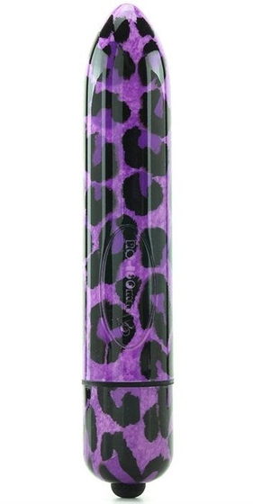 Фиолетовый вибратор с леопардовым принтом - 16 см. - фото, цены