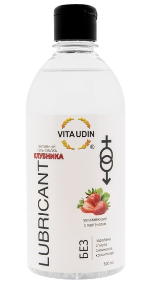 Интимный гель-смазка на водной основе Vita Udin с ароматом клубники - 500 мл. - фото, цены