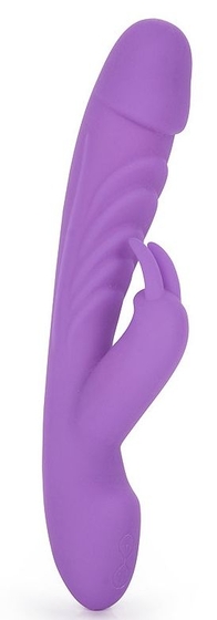 Фиолетовый вибромассажер-кролик с 10 режимами вибрации - 24 см. - фото, цены