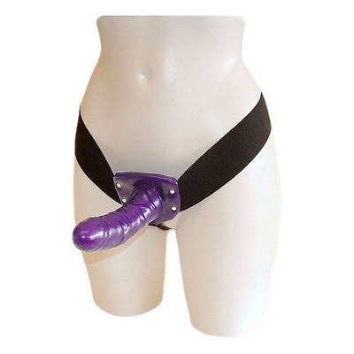 Фиолетовый женский страпон на эластичных ремешках - 16 см. - фото, цены