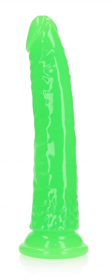 Зеленый люминесцентный фаллоимитатор на присоске - 22 см. - фото, цены