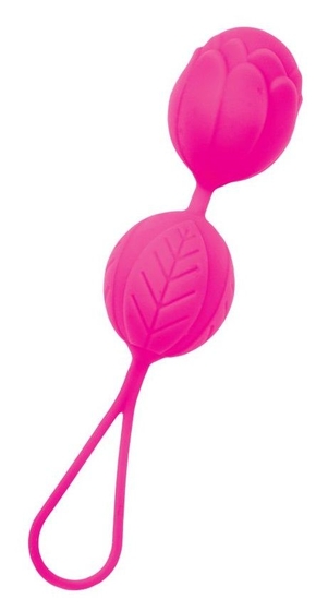 Розовые рельефные вагинальные шарики со шнурком - фото, цены