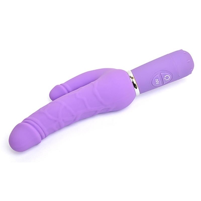 Фиолетовый вибратор Levina Double Penis - 21,5 см. - фото, цены