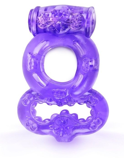 Фиолетовое эрекционное кольцо с вибрацией и подхватом мошонки - фото, цены