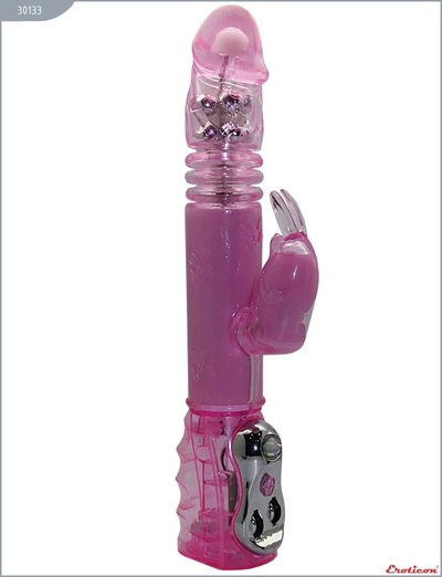 Розовый вибратор с металлическими шариками - 29 см. - фото, цены