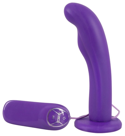 Фиолетовый вибратор с присоской Silicone Purple Vibe - 17,5 см. - фото, цены