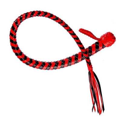 Плеть Змея из полосок кожи красного и черного цветов - 60 см. - фото, цены