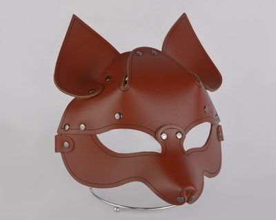 Коричневая кожаная маска Лиса - фото, цены