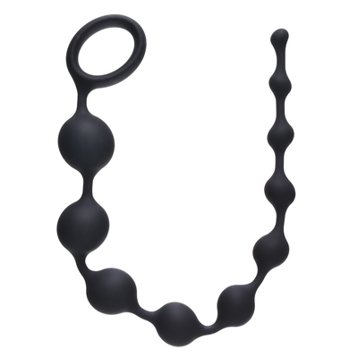 Чёрная анальная цепочка Long Pleasure Chain - 35 см. - фото, цены