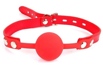 Красный силиконовый кляп-шарик на регулируемом ремешке - фото, цены