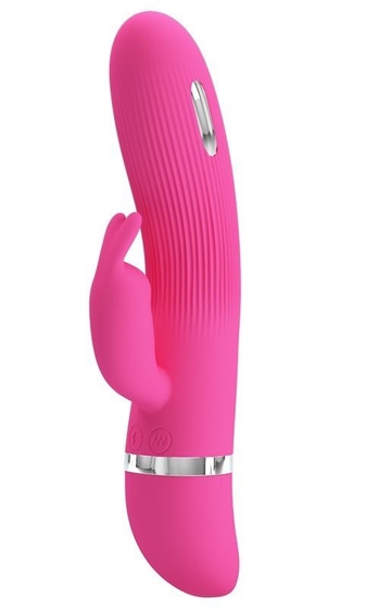 Розовый вибратор Ingram с электростимуляцией - 19,2 см. - фото, цены