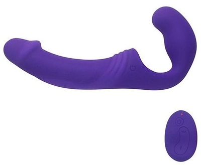 Фиолетовый безремневой вибрострапон с пультом - 21,5 см. - фото, цены
