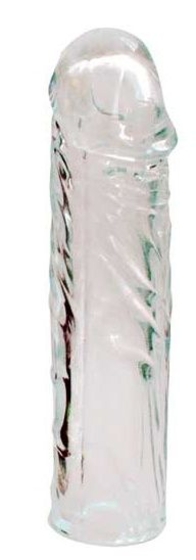 Закрытая прозрачная насадка-фаллос Crystal sleeve - 16 см. - фото, цены