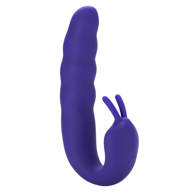Фиолетовый вибратор Ribbed Dual Stimulator - 17 см. - фото, цены
