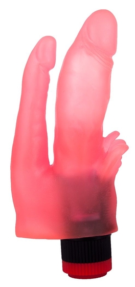 Двойной анально-вагинальный вибромассажёр с лепестками - 17 см. - фото, цены