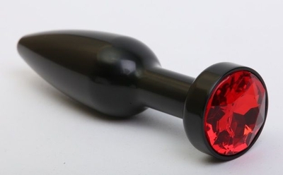 Чёрная удлинённая пробка с красным кристаллом - 11,2 см. - фото, цены