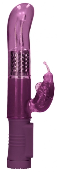Фиолетовый вибратор-кролик Rotating Butterfly - 22,8 см. - фото, цены