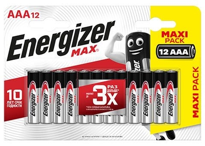 Батарейки Energizer Max Aaa/lr03 1.5v - 12 шт. - фото, цены