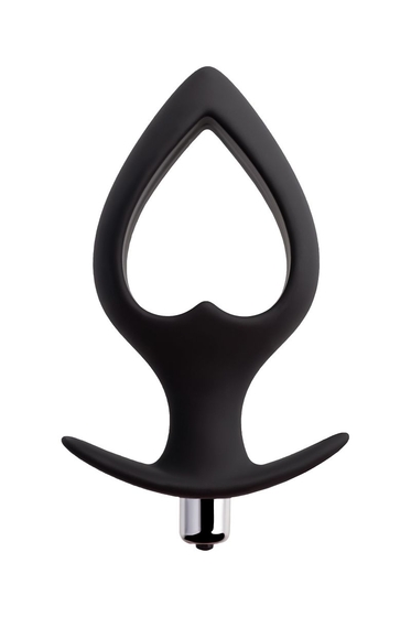 Черная вибровтулка с полой серединой в виде сердечка Cordis L - 17 см. - фото, цены
