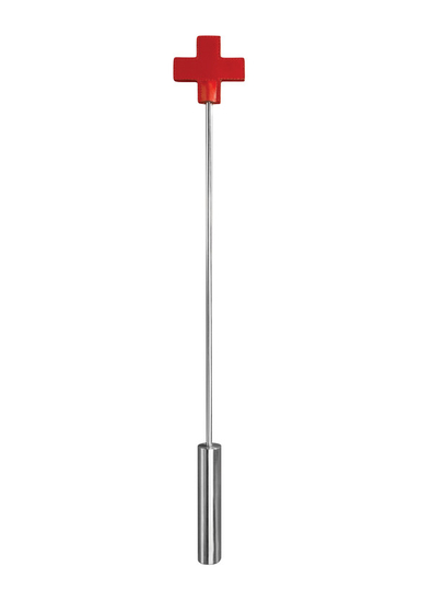 Красная шлёпалка Leather Cross Tiped Crop с наконечником-крестом - 56 см. - фото, цены