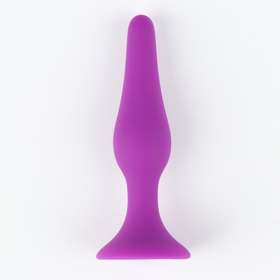 Фиолетовая коническая силиконовая анальная пробка Soft - 10,5 см. - фото, цены