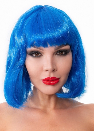 Синий парик-каре с челкой - фото, цены