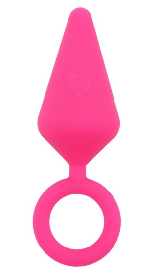 Розовая анальная пробка с кольцом Candy Plug L - 13,2 см. - фото, цены
