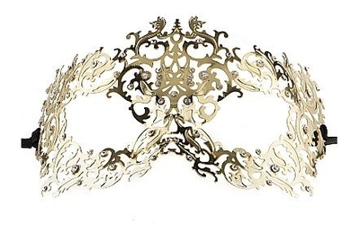 Золотистая металлическая маска Forrest Queen Masquerade - фото, цены