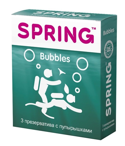 Презервативы Spring Bubbles с пупырышками - 3 шт. - фото, цены