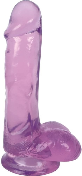 Фиолетовый гелевый фаллоимитатор Slim Stick with Balls - 15,2 см. - фото, цены