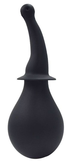 Чёрный силиконовый изогнутый анальный душ - фото, цены