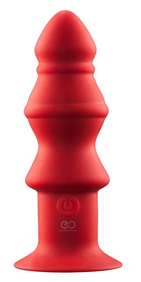 Красный ребристый анальный вибромассажер - 12,7 см. - фото, цены