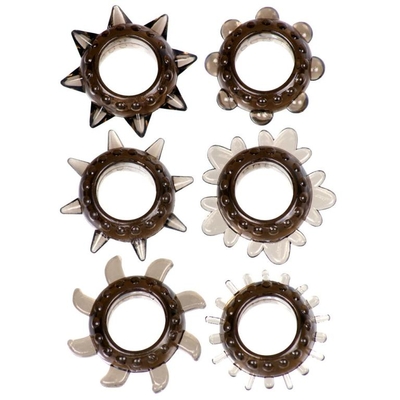 Набор из 6 дымчатых колец Tickler Set Textured Ring - фото, цены