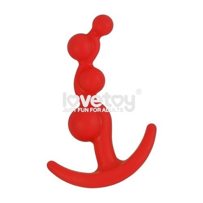 Красная анальная цепочка Lure Me Silicone Anal Toy - 10,5 см. - фото, цены