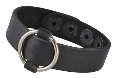 Черный кожаный браслет с колечком - фото, цены