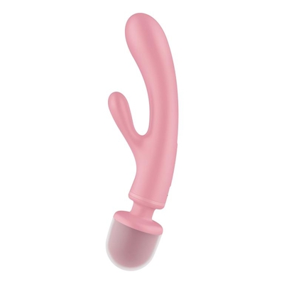 Розовый двусторонний вибромассажер Triple Lover - 23,7 см. - фото, цены