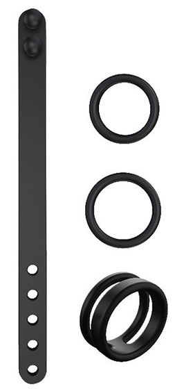 Набор из 3 черных эрекционных колец и ремня Man Cage Kit - фото, цены