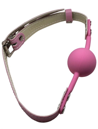 Розовый силиконовый кляп-шарик с фиксацией и замочком - фото, цены