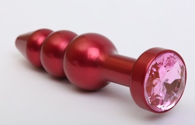 Красная анальная ёлочка с розовым кристаллом - 11,2 см. - фото, цены