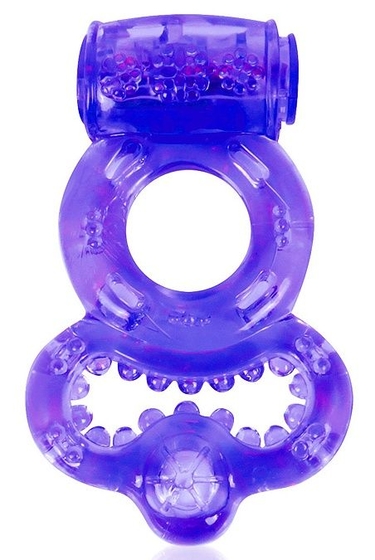 Фиолетовое эрекционное виброкольцо с шипами - фото, цены