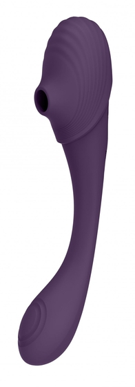 Фиолетовый двусторонний гибкий импульсно-волновой вибромассажер Mirai - 23,4 см. - фото, цены