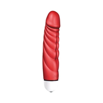 Красный вибратор с рёбрышками Mr. Big Intense - 18,4 см. - фото, цены