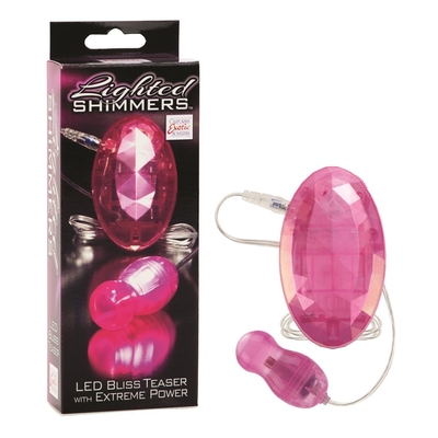 Розовая вибропулька с пультом-кристаллом и светодиодами Lighted Shimmers Led Bliss Teasers - фото, цены