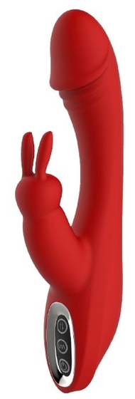 Красный вибромассажер-кролик Artemis - 21 см. - фото, цены
