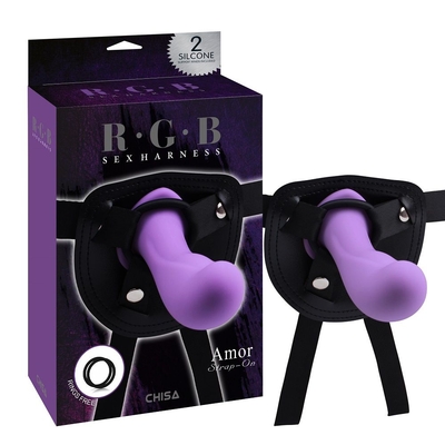 Фиолетовый страпон Amor Strap-On - 15 см. - фото, цены