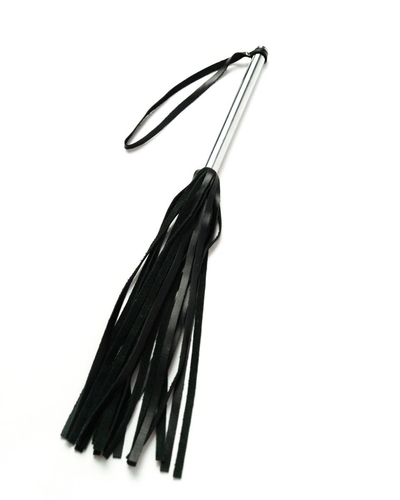Черный многохвостовый флоггер с металлической рукоятью - 48 см. - фото, цены