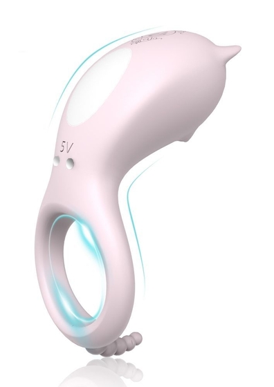 Нежно-розовое эрекционное кольцо Cora с вибрацией - фото, цены