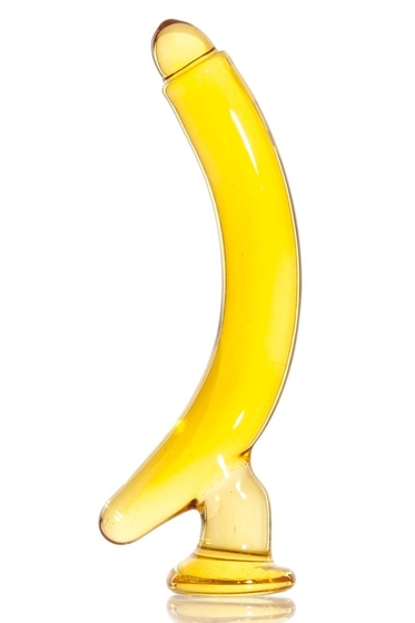 Жёлтый стимулятор-банан из стекла - 17,5 см. - фото, цены