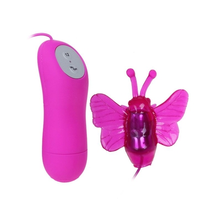 Розовый вибростимулятор в виде бабочки Cute Secret с проводным пультом - фото, цены